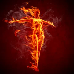 Foto auf Acrylglas Flamme Feuer-Mädchen