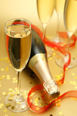 Bottle with a champagne