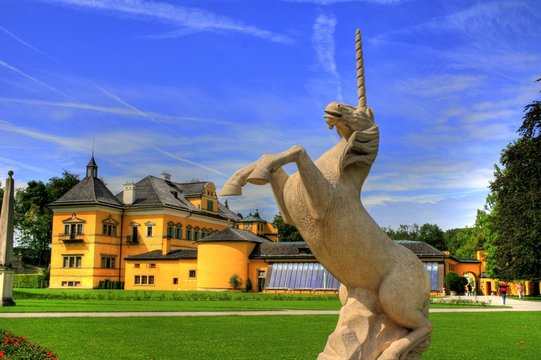 Famous landmark Castle Hellbrunn in Salzburg / Austria