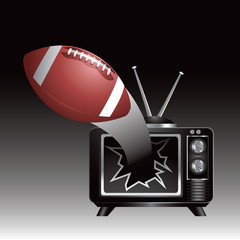 football breaks through tv screen