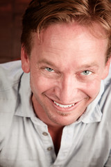 Handsome man with bright blue eyes