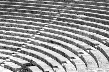 The fragment of ancient Greek theater. Black/white filter