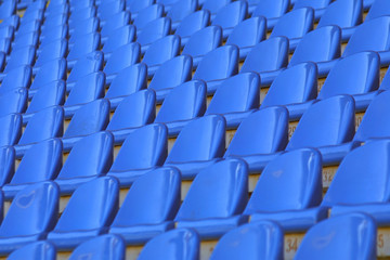 Blue empty stadium seats