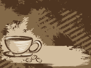 Horizontal grungy coffee background