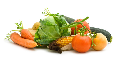 fresh vegetables on white background
