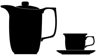 Kaffeekanne - Tasse - Silluette
