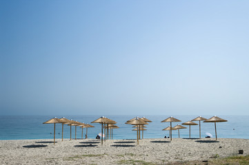 many parasol on beach