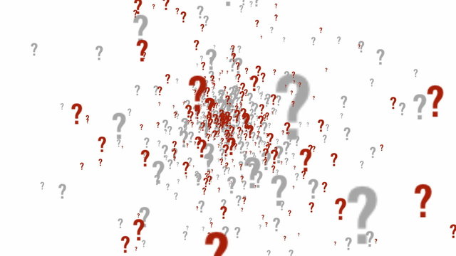 viele fragezeichen sprudeln aus der mitte