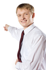 Young student or businessman making a presentation