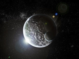 Obraz na płótnie Canvas Planet Earth Halo - Univers Exploration - Moon Eclipse