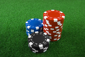 a pile of poker chips