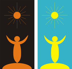 abstract men and sun