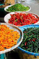 Chilischoten auf einem asiatischen Markt