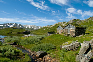 Hütten auf der Hardangervidda, Norwegen