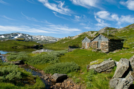 Hütten auf der Hardangervidda, Norwegen