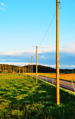 Swabian Alb Landscape with lonely power poles