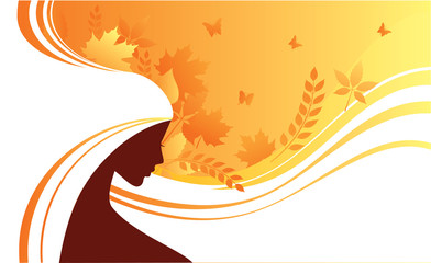 Elegant autumn girl, vector