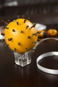 stick cloves stick in orange. Aromatizer