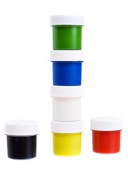 Set of the watercolor gouache paints isolated on white