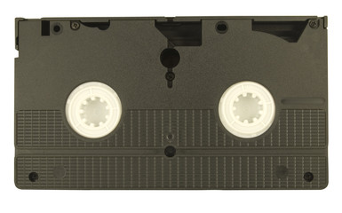 rear of old style video cassette isolated on white