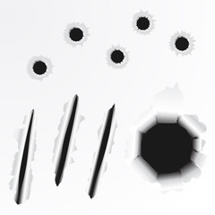 set of paper holes and slashes vector