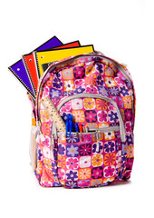 School Backpack Overflowing with supplies