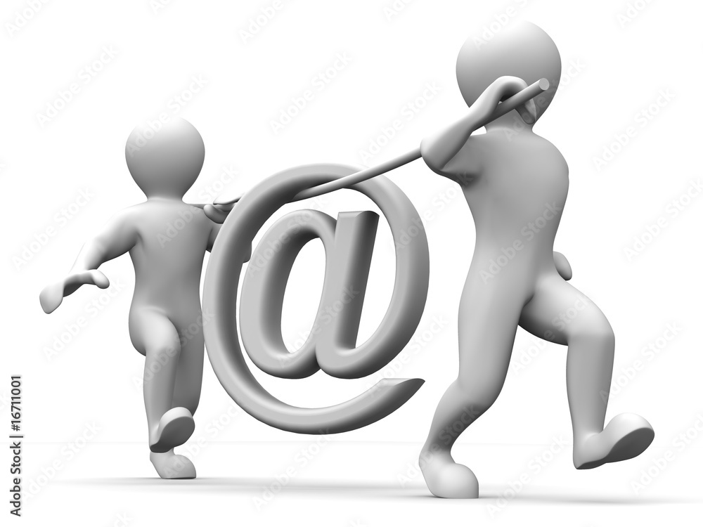 Poster two men with symbol for mail