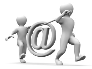 Two men with symbol for mail