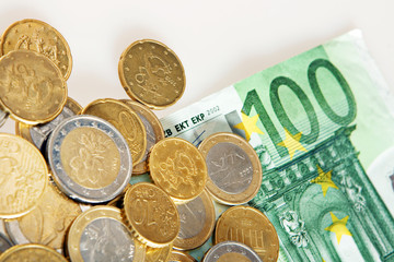 heap of coins close up