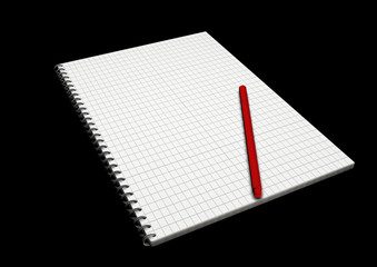 copy book wiht red pen in perspective
