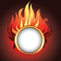 Vector frame background with fire