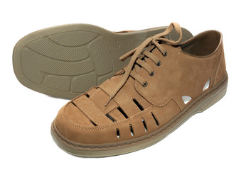 brown leather men shoes