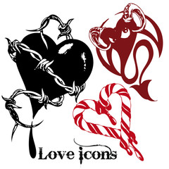 vector illustration tattoo design set (love)