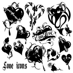 vector illustration tattoo design set (love)