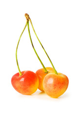 Cherries isolated on the white background