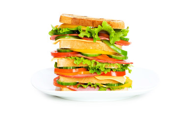 Giant sandwich isolated on the white background