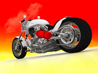 Motor cycle on a mirror background