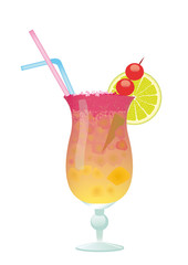 Cocktail with lemon and Cherry - Sex on the Beach