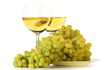 White wine and grape