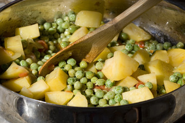 Peas, tomatoes, potatoes