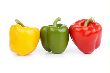 Group of Bell Peppers, isolated on white background.