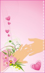 Womanish and masculine hands. Romantic background for wedding