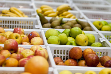 fruit and vegetables section in a grocery store