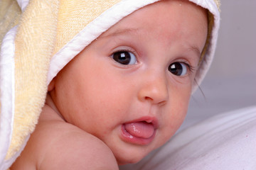 cute baby with towel