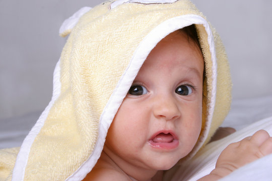 cute baby with towel