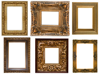 picture gold frame  Collection on a white