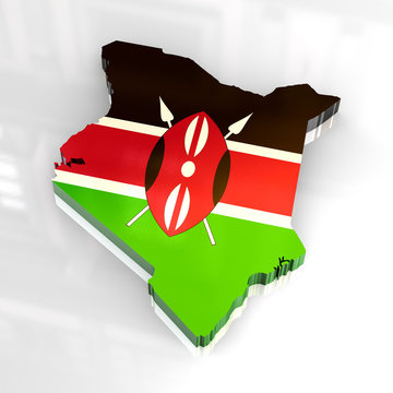 3d map flag of Kenya