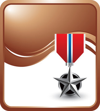 Military medal on bronze wave background