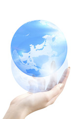 手と地球儀