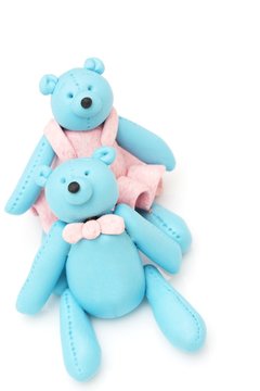 Pair of Polymer clay teddy bear dolls